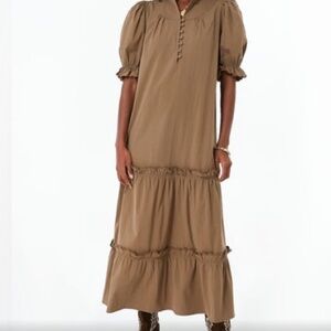 Tuckernuck Brown Maxi Sundress with Puff Sleeve / POMANDER Place